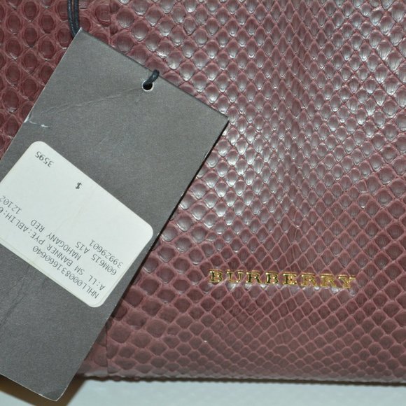 NWT BURBERRY PYTHON LEATHER BANNER DERBY SMALL TOTE BAG - Picture 12 of 13